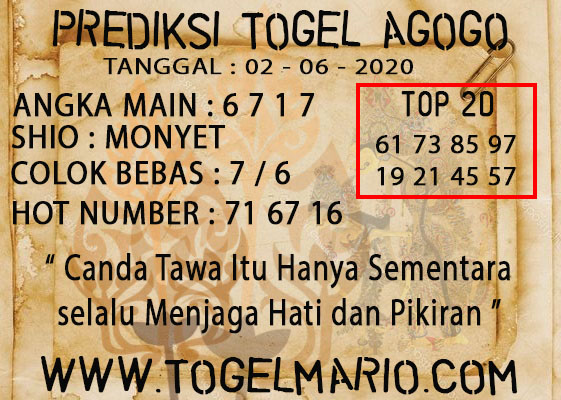 PREDIKSI TOGEL AGOGO 4D TANGGAL 2 JUNI 2020