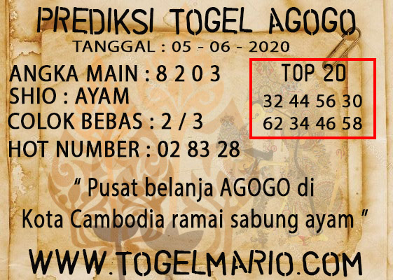 PREDIKSI TOGEL AGOGO 4D TANGGAL 5 JUNI 2020