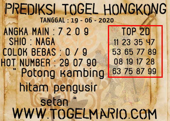 PREDIKSI TOGEL HONGKONG 19 JUNI 2020