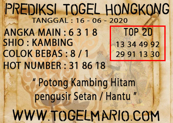 PREDIKSI TOGEL HONGKONG TANGGAL 16 JUNI 2020