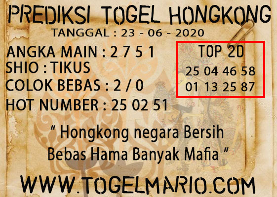 PREDIKSI TOGEL HONGKONG TANGGAL 23 JUNI 2020