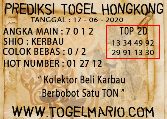 PREDIKSI TOGEL HONGKONG TANGGAL 17 JUNI 2020