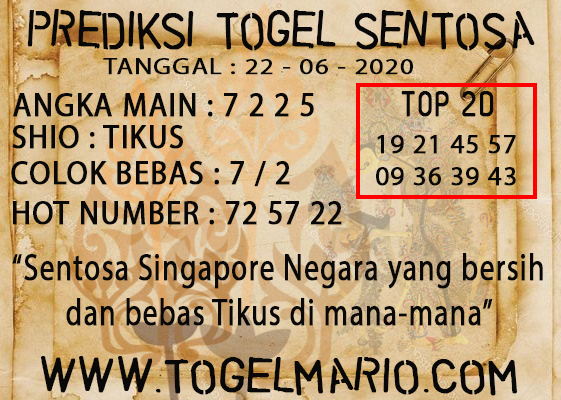 PREDIKSI TOGEL SENTOSA