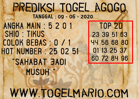 PREDIKSI TOGEL AGOGO 4D 09 juni 2020