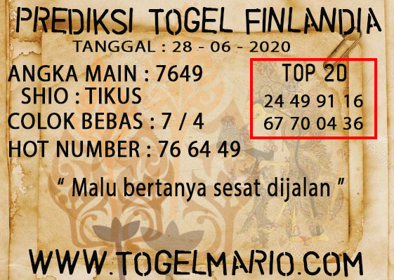 PREDIKSI TOGEL FINLANDIA 28 JUNI 2020