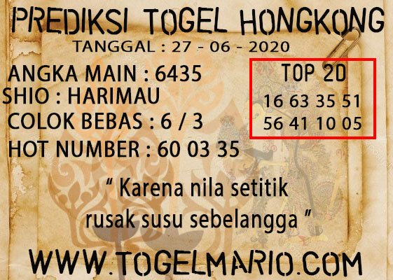 PREDIKSI TOGEL HONGKONG 27 JUNI 2020