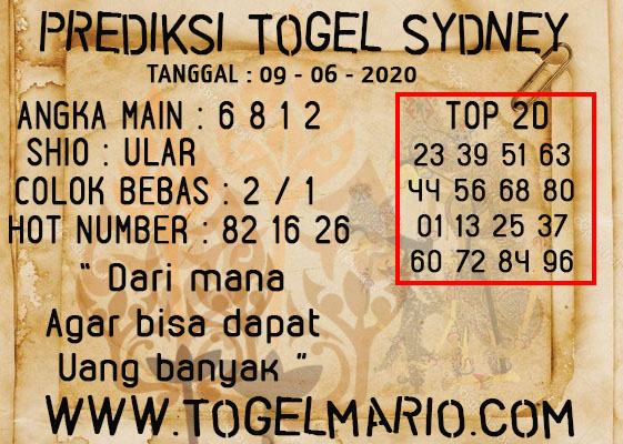 PREDIKSI TOGEL SYDNEY 09 juni 2020