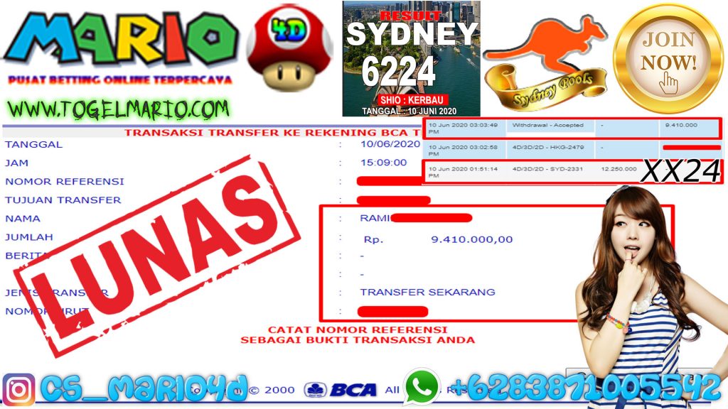 Member Mario4d Jackpot Togel SYDNEY Pools 10 JUNI 2020