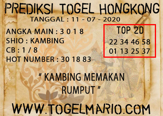 PREDIKSI TOGEL HONGKONG 11 JULI 2020