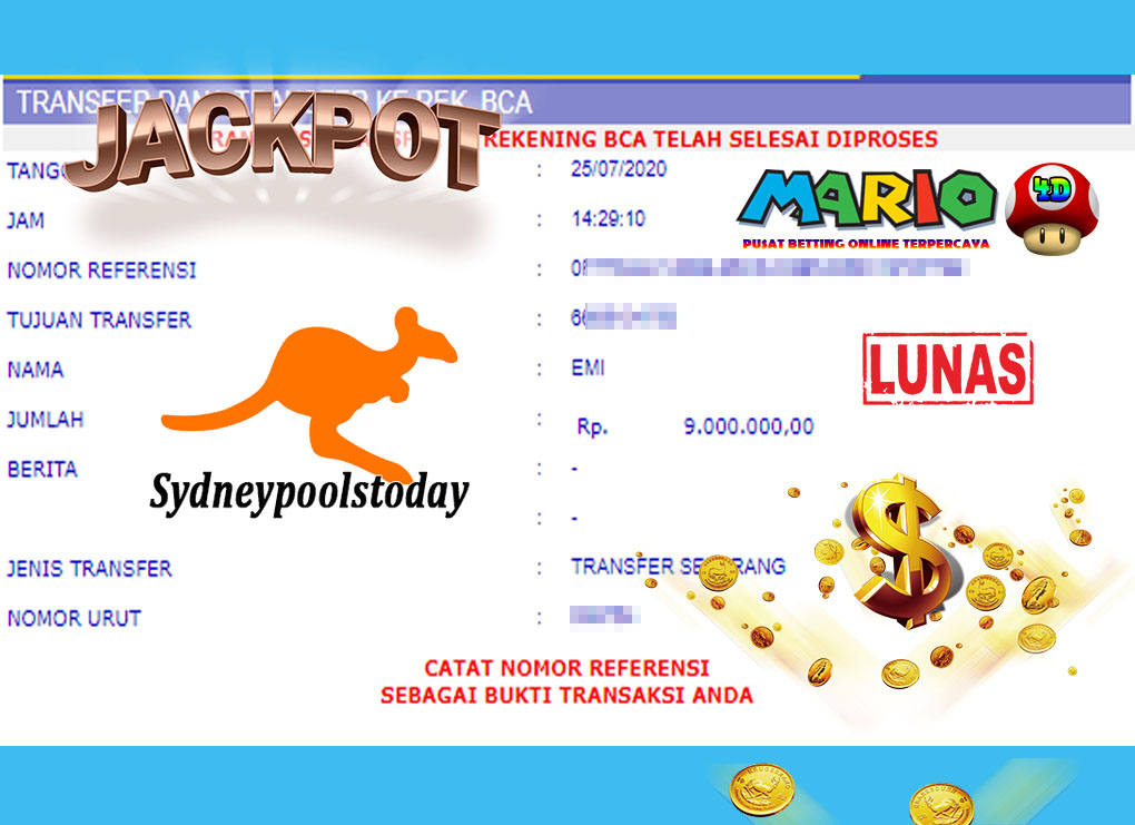 Member Jackpot Togel SYDNEY Pools 25 JULI 2020 .