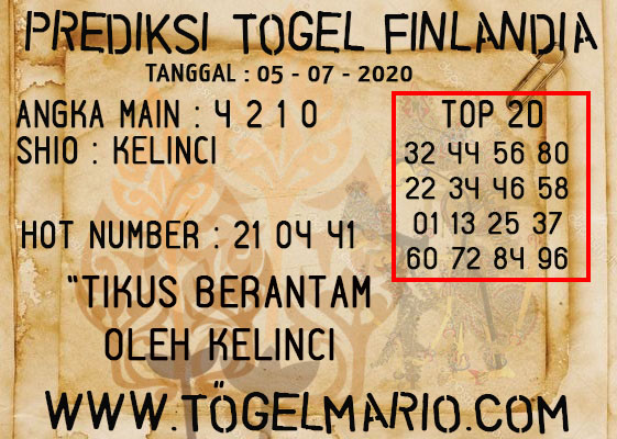 PREDIKSI TOGEL FINLANDIA TANGGAL 5 JULI 2020