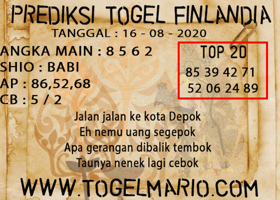 PREDIKSI TOGEL FINLANDIA LOTERRY 16 AGUSTUS 2020