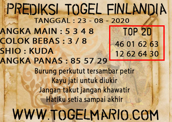 PREDIKSI TOGEL FINLANDIA LOTERRY 23 AGUSTUS 2020