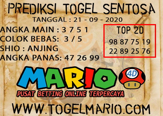 PREDIKSI TOGEL SENTOSA POOLS TANGGAL 21 SEPTEMBER 2020