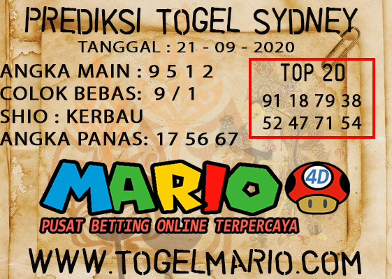 PREDIKSI TOGEL SYDNEY POOLS TANGGAL 21 SEPTEMBER 2020