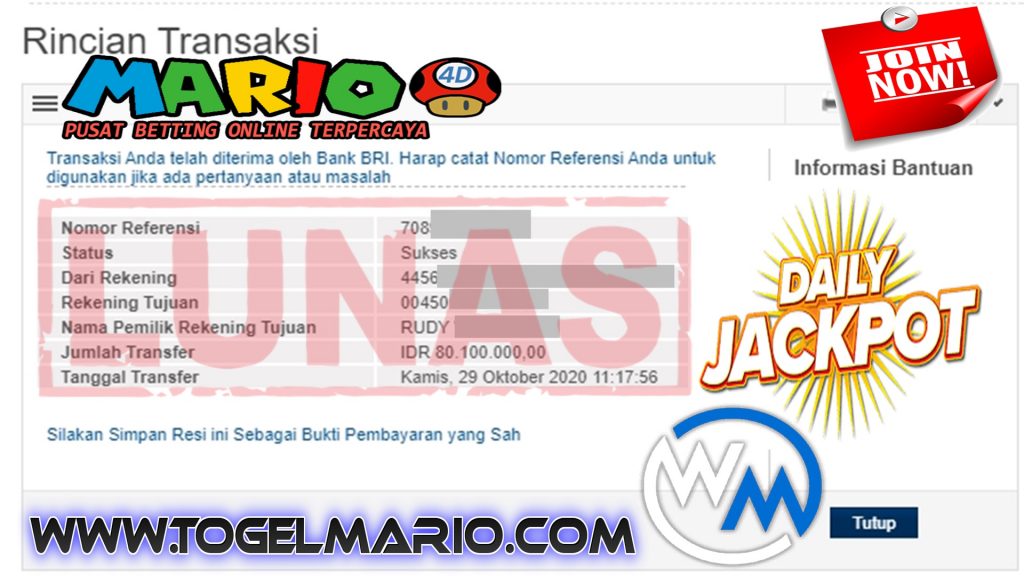 MEMBER JACKPOT WM CASINO 29 OKTOBER 2020