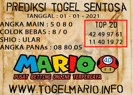 PREDIKSI TOGEL SENTOSA POOLS 01 JANUARI 2021