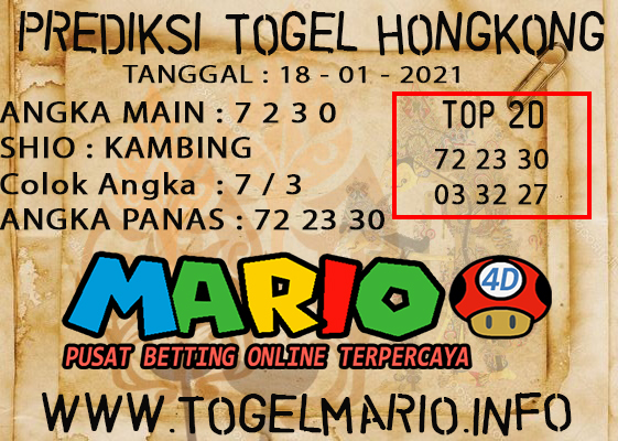 PREDIKSI TOGEL HONGKONG POOLS 18 JANUARI 2021