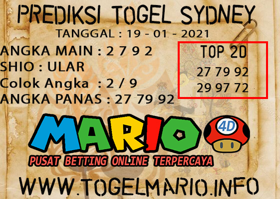 PREDIKSI TOGEL SYDNEY 19 JANUARI 2021