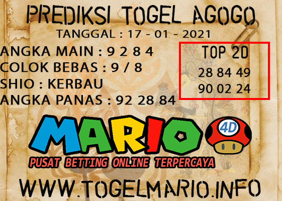 PREDIKSI TOGEL AGOGO 4D 17 JANUARI 2021