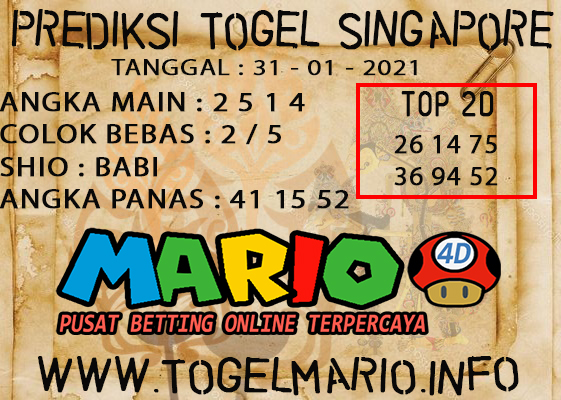 PREDIKSI SINGAPORE POOLS 31 JANUARI 2021