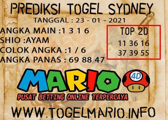 PREDIKSI TOGEL SYDNEY 23 JANUARI 2021