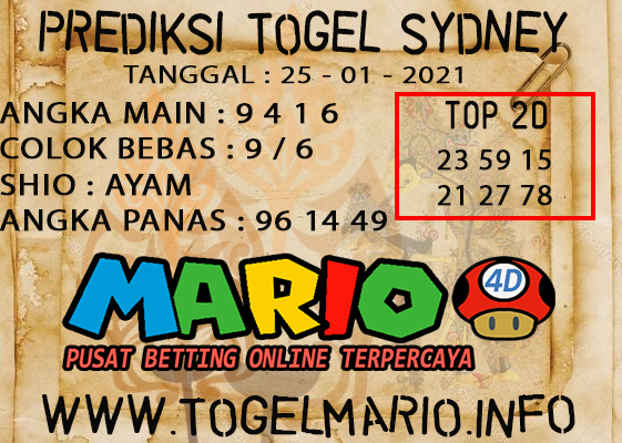 PREDIKSI SYDNEY POOLS 25 JANUARI 2021