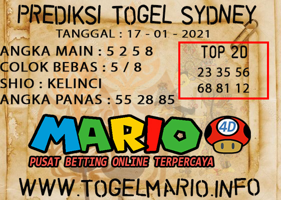 PREDIKSI TOGEL SYDNEY 17 JANUARI 2021