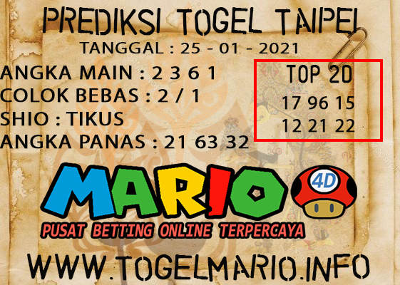 PREDIKSI TAIPEI POOLS 25 JANUARI 2021