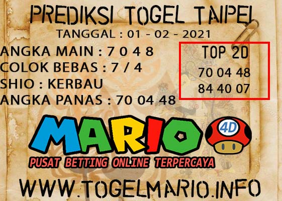 PREDIKSI TAIPEI POOLS 01 FEBRUARI 2021