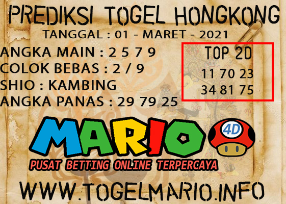 PREDIKSI TOGEL HONGKONG POOLS 01 MARET 2021