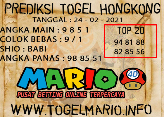 PREDIKSI TOGEL HONGKONG POOLS 24 FEBRUARI 2021