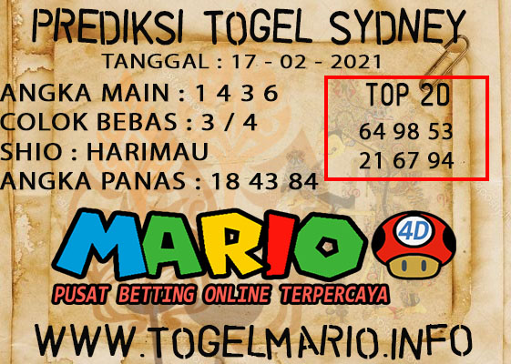 PREDIKSI TOGEL SYDNEY POOLS 17 FEBRUARI 2021