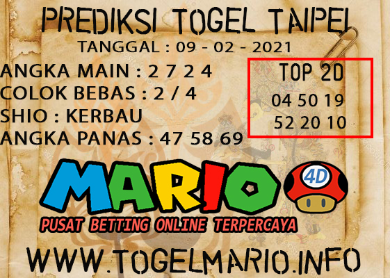 PREDIKSI TOGEL TAIPEI POOLS 09 FEBRUARI 2020