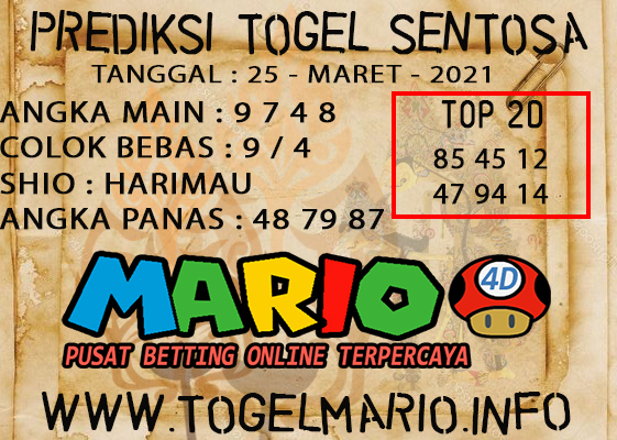 PREDIKSI TOGEL SENTOSA POOLS 25 MARCH 2021