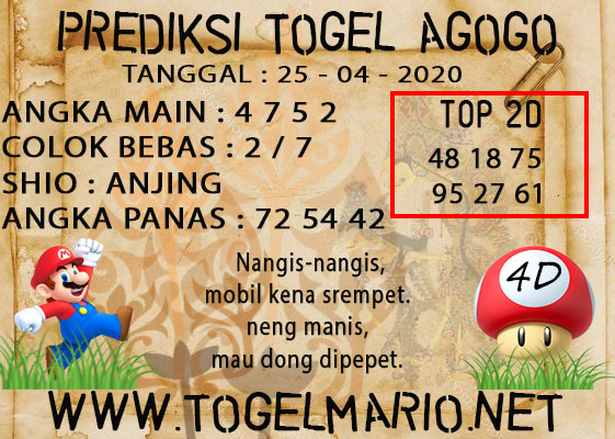 PREDIKSI TOGEL AGOGO4D POOLS TANGGAL 25 APRIL 2021