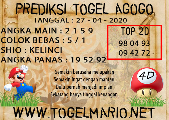 PREDIKSI TOGEL AGOGO4D POOLS 27 APRIL 2021