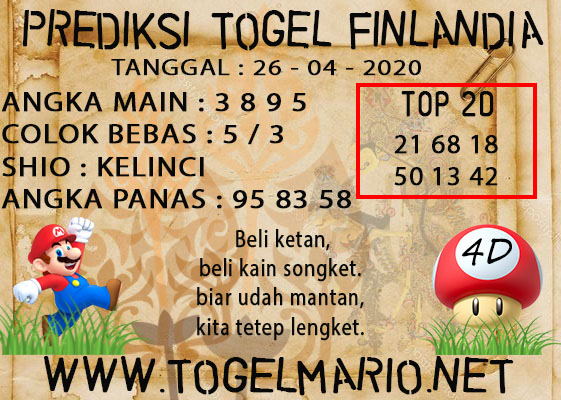 PREDIKSI TOGEL FINLNADIA LOTTRY TANGGAL 26 APRIL 2021