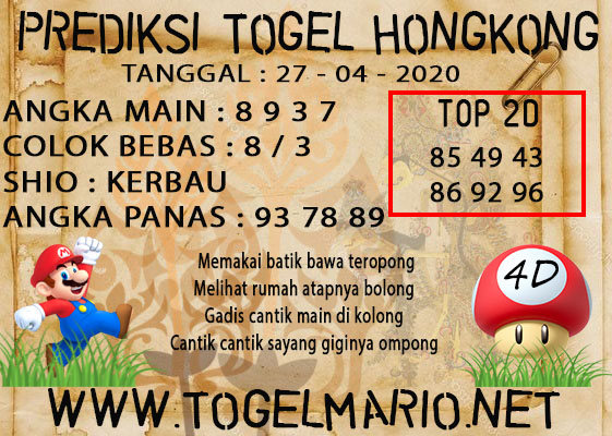 PREDIKSI TOGEL HONGKONG POOLS 27 APRIL 2021