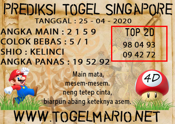 PREDIKSI TOGEL SINGAPORE 25 APRIL 2021