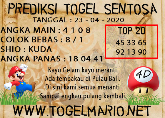 PREDIKSI TOGEL SENTOSA POOLS 23 APRIL 2021