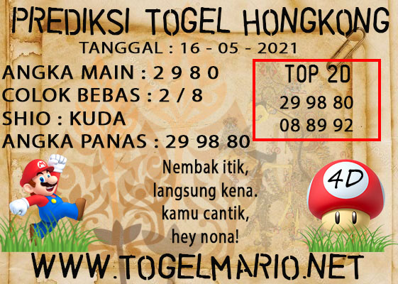 PREDIKSI TOGEL HONGKONG POOLS 16 MAY 2021 2021