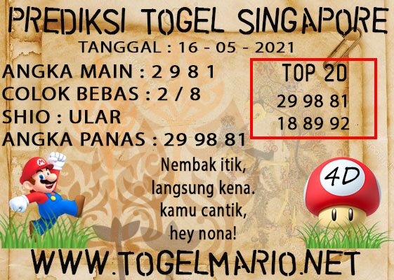 PREDIKSI TOGEL SINGAPORE POOLS 16 MAY 2021 2021