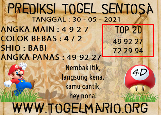 PREDIKSI TOGEL SENTOSA POOLS 30 MAY 2021