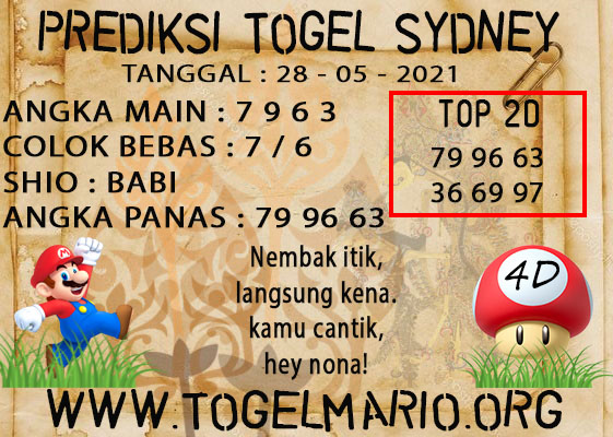 PREDIKSI TOGEL SYDNEY POOLS 28 MAY 2021