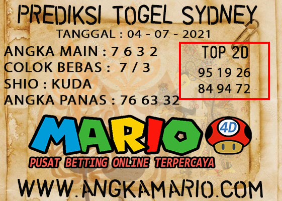 PREDIKSI TOGEL SYDNEY POOLS 04 JULI 2021