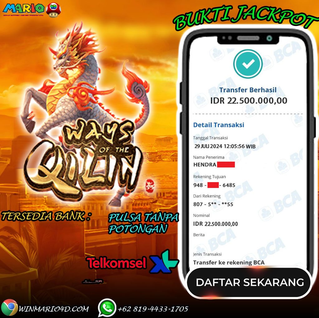 BUKTI KEMENANGAN MARIO4D TGL 29 JULI 2024