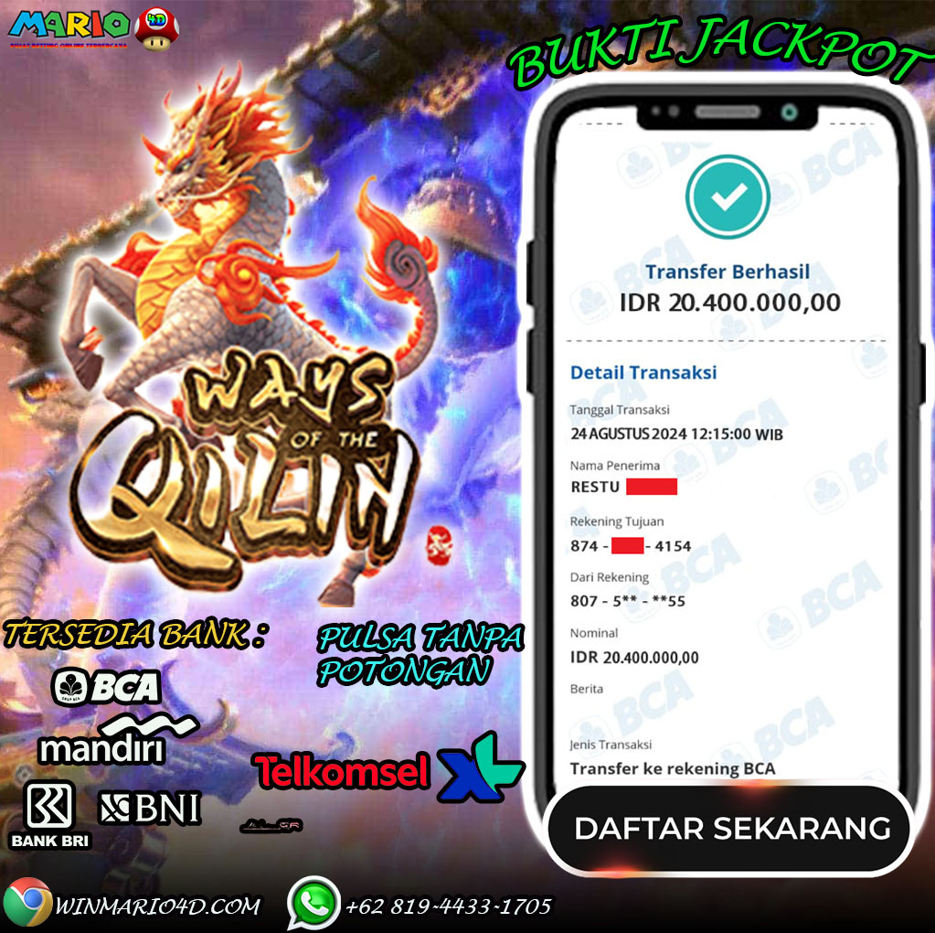 BUKTI KEMENANGAN MARIO4D TGL 24 AGUSTUS 2024