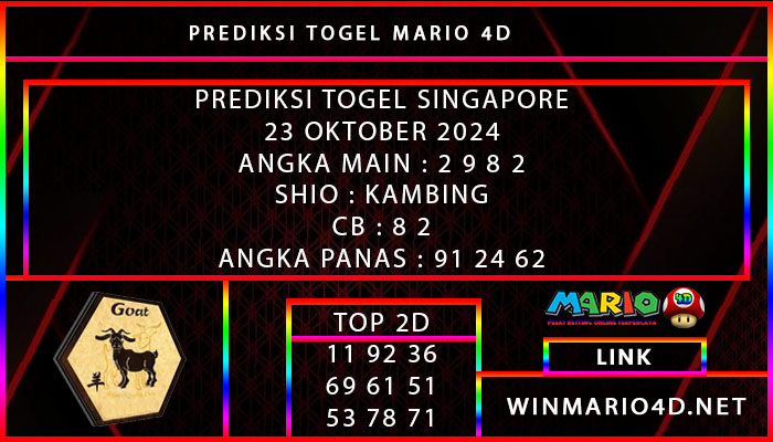 PREDIKSI TOGEL SINGAPORE 23 OKTOBER 2024