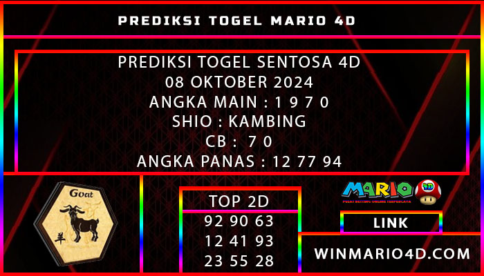 PREDIKSI TOGEL SENTOSA 4D 08 OKTOBER 2024